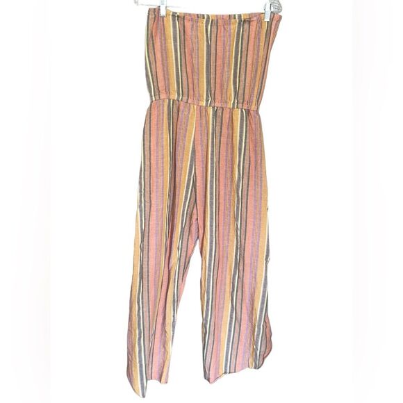 Anthropologie Drew Emerson Jumpsuit Size Medium Strapless Tulip Hem Linen Blend - Picture 7 of 11